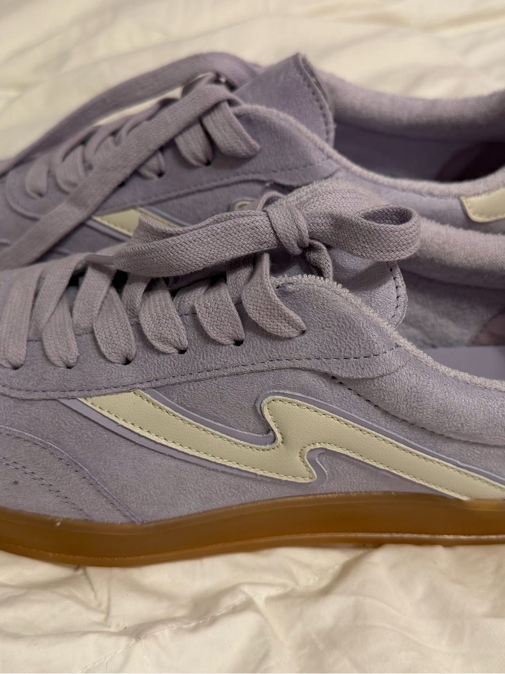 Madden Girl Lilac Suede Sneakers with White Accent and Gum Sole